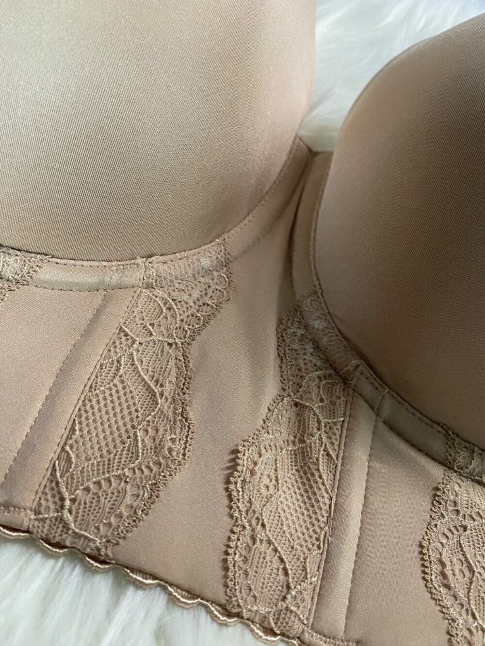 NEW Parfait Longline Strapless Bra European Nude Size 40E Lace Detail P50116 - Picture 2 of 9